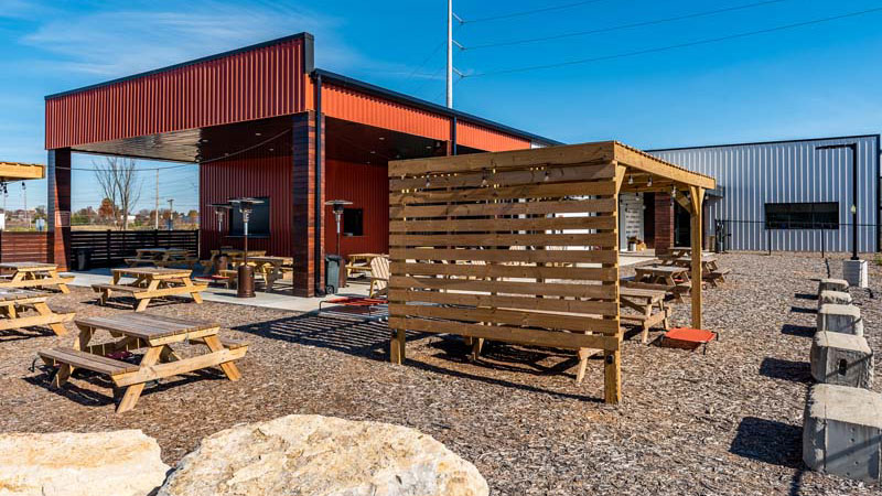 Outdoor seating at the dog park